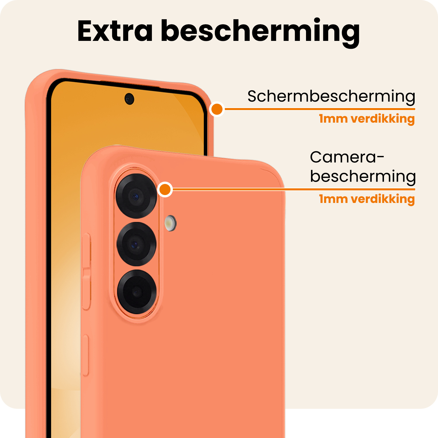 Nomfy Nomfy Samsung Galaxy A56 Hoesje Siliconen Met 2x Screenprotector - Perzik