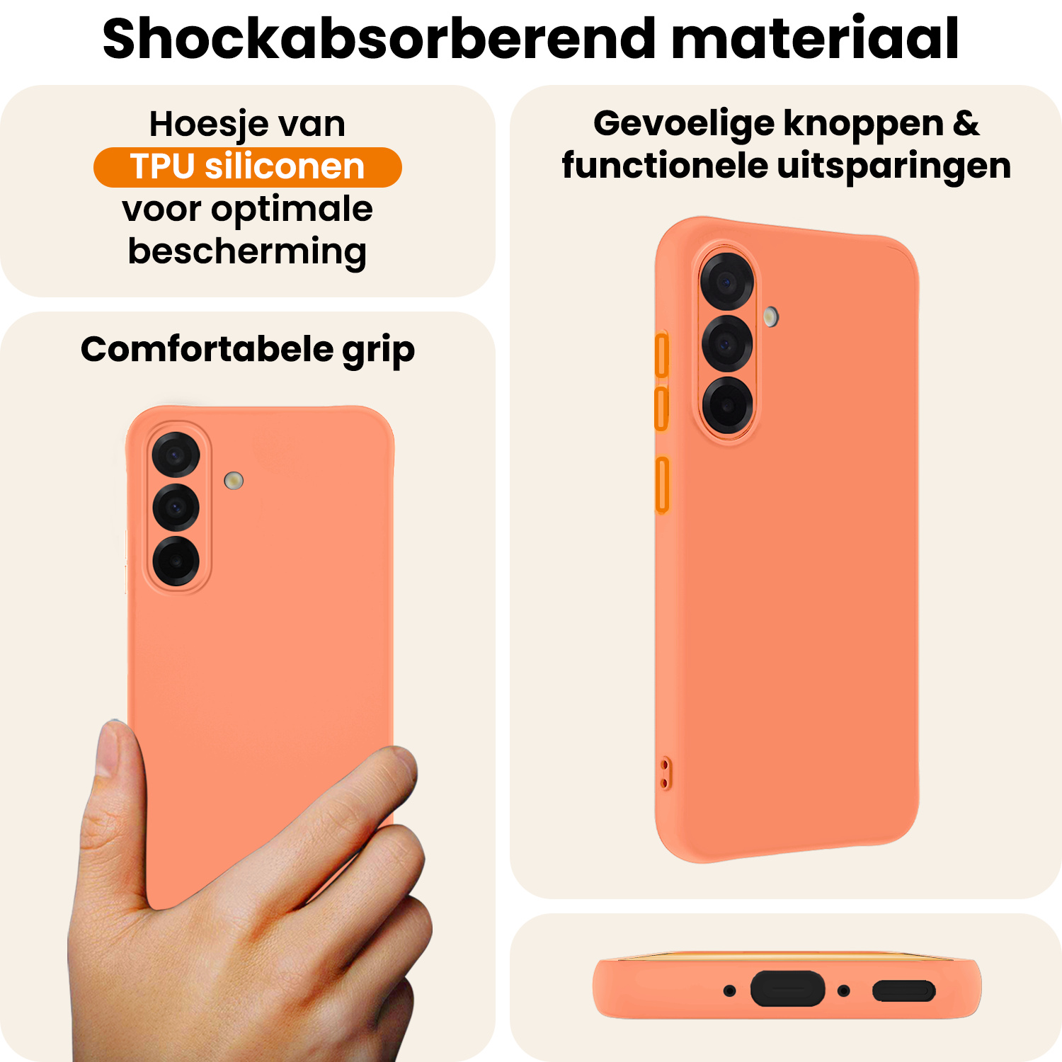 Nomfy Nomfy Samsung Galaxy A56 Hoesje Siliconen Met 2x Screenprotector - Perzik