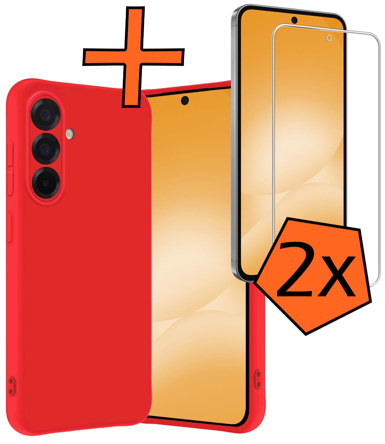 Nomfy Nomfy Samsung Galaxy A56 Hoesje Siliconen Met 2x Screenprotector - Rood