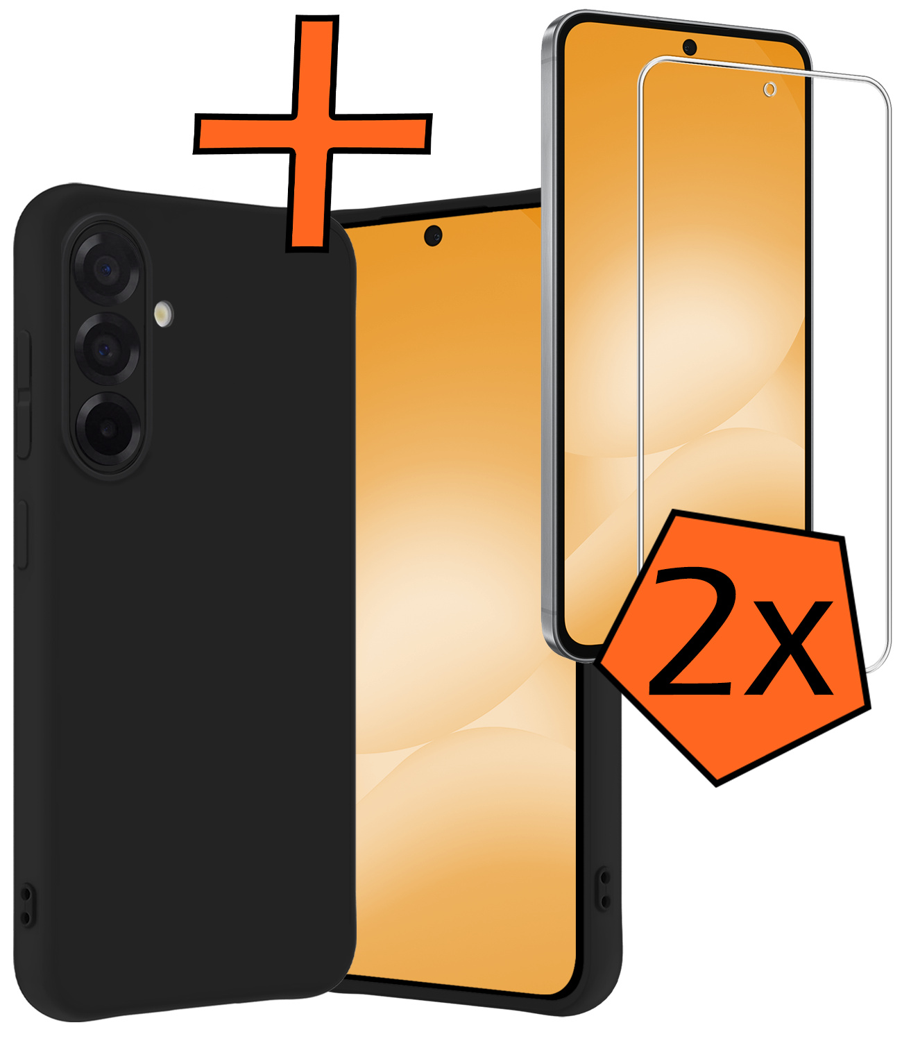 Nomfy Nomfy Samsung Galaxy A56 Hoesje Siliconen Met 2x Screenprotector - Zwart