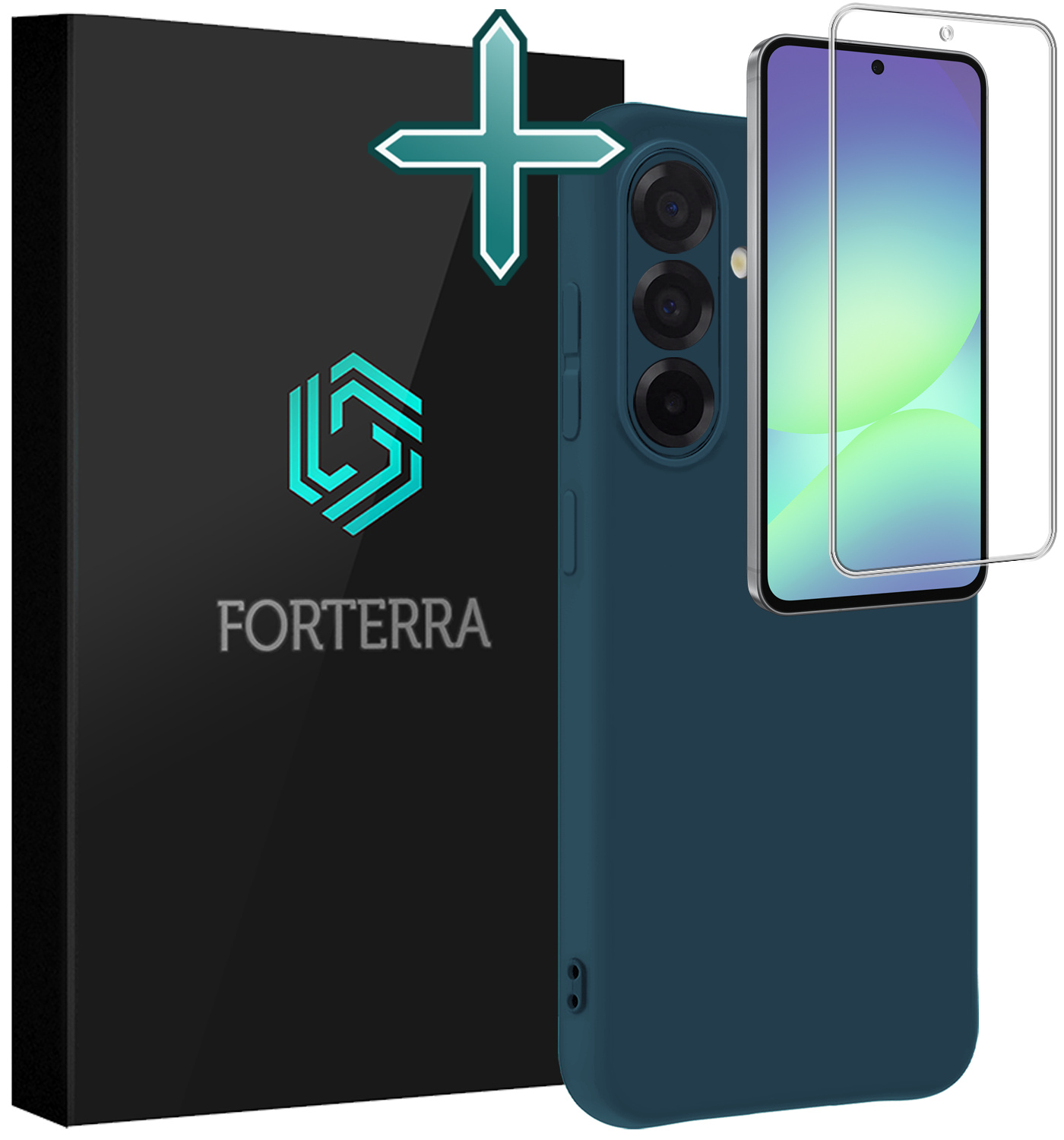 Forterra Forterra Samsung Galaxy A56 Hoesje Siliconen Met Screenprotector - Donkerblauw