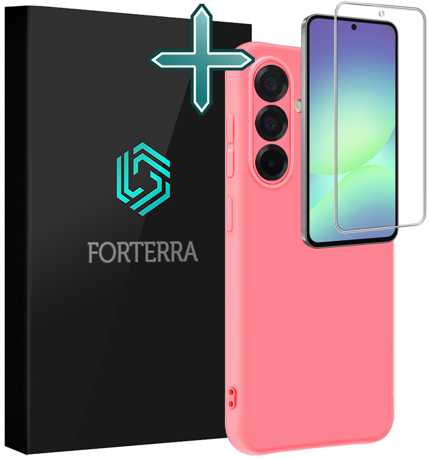 Forterra Forterra Samsung Galaxy A56 Hoesje Siliconen Met Screenprotector - Lichtroze