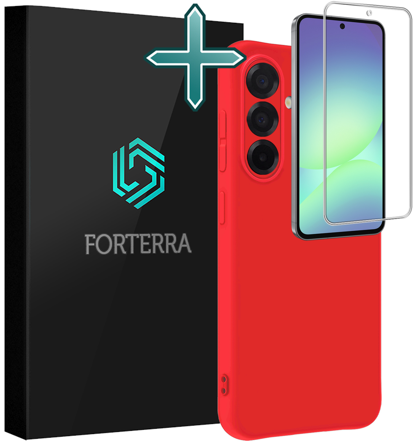 Forterra Forterra Samsung Galaxy A56 Hoesje Siliconen Met Screenprotector - Rood