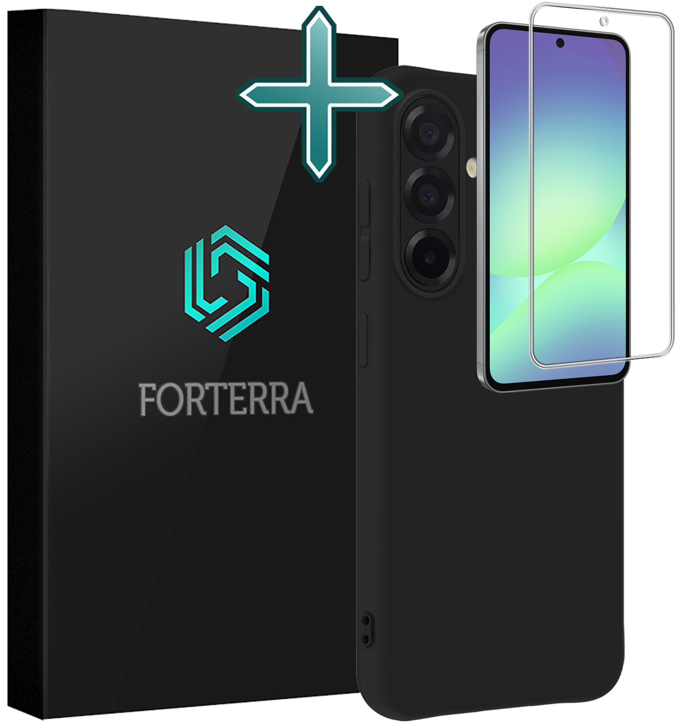 Forterra Forterra Samsung Galaxy A56 Hoesje Siliconen Met Screenprotector - Zwart