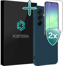 Forterra Forterra Samsung Galaxy A56 Hoesje Siliconen Met 2x Screenprotector - Donkerblauw