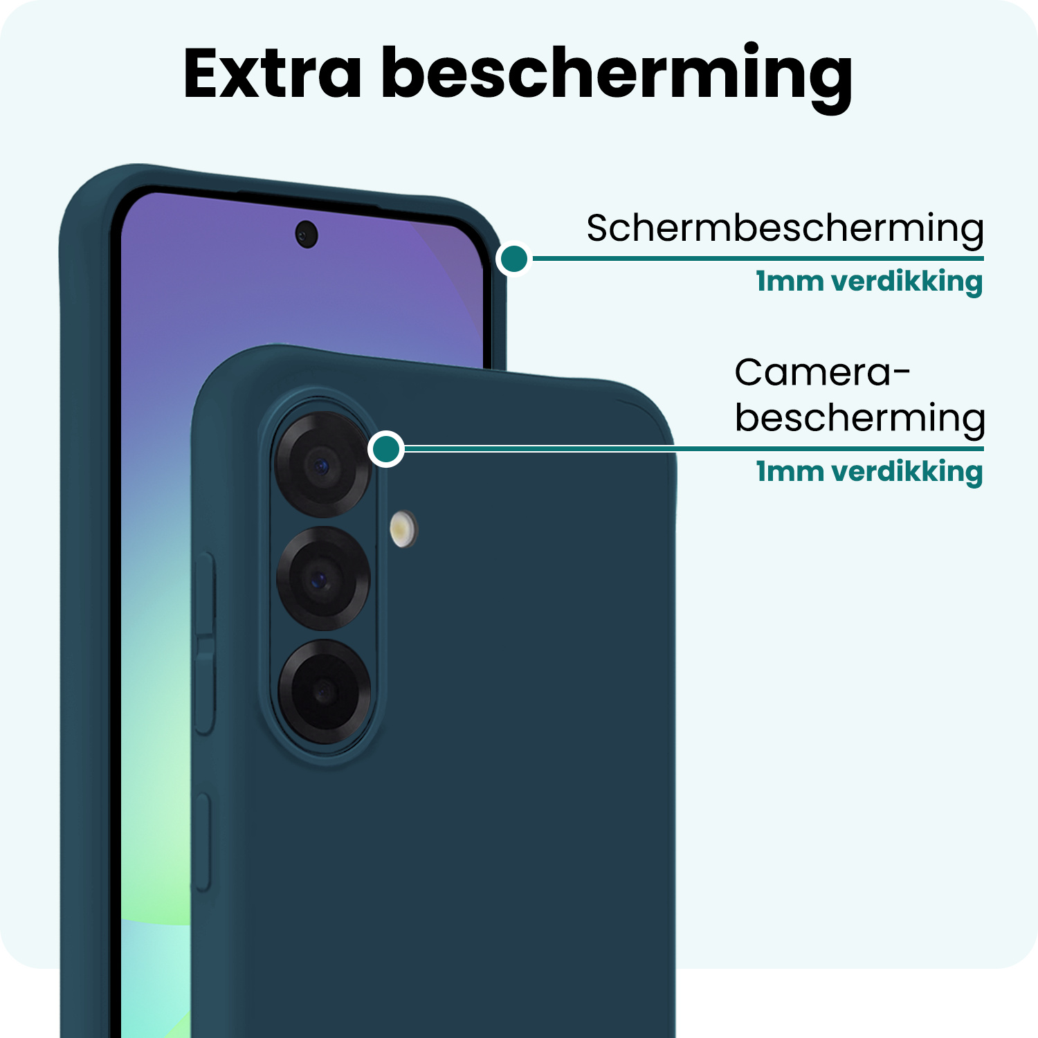 Forterra Forterra Samsung Galaxy A56 Hoesje Siliconen Met 2x Screenprotector - Donkerblauw