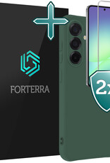 Forterra Forterra Samsung Galaxy A56 Hoesje Siliconen Met 2x Screenprotector - Donkergroen