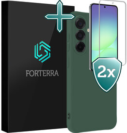 Forterra Forterra Samsung Galaxy A56 Hoesje Siliconen Met 2x Screenprotector - Donkergroen