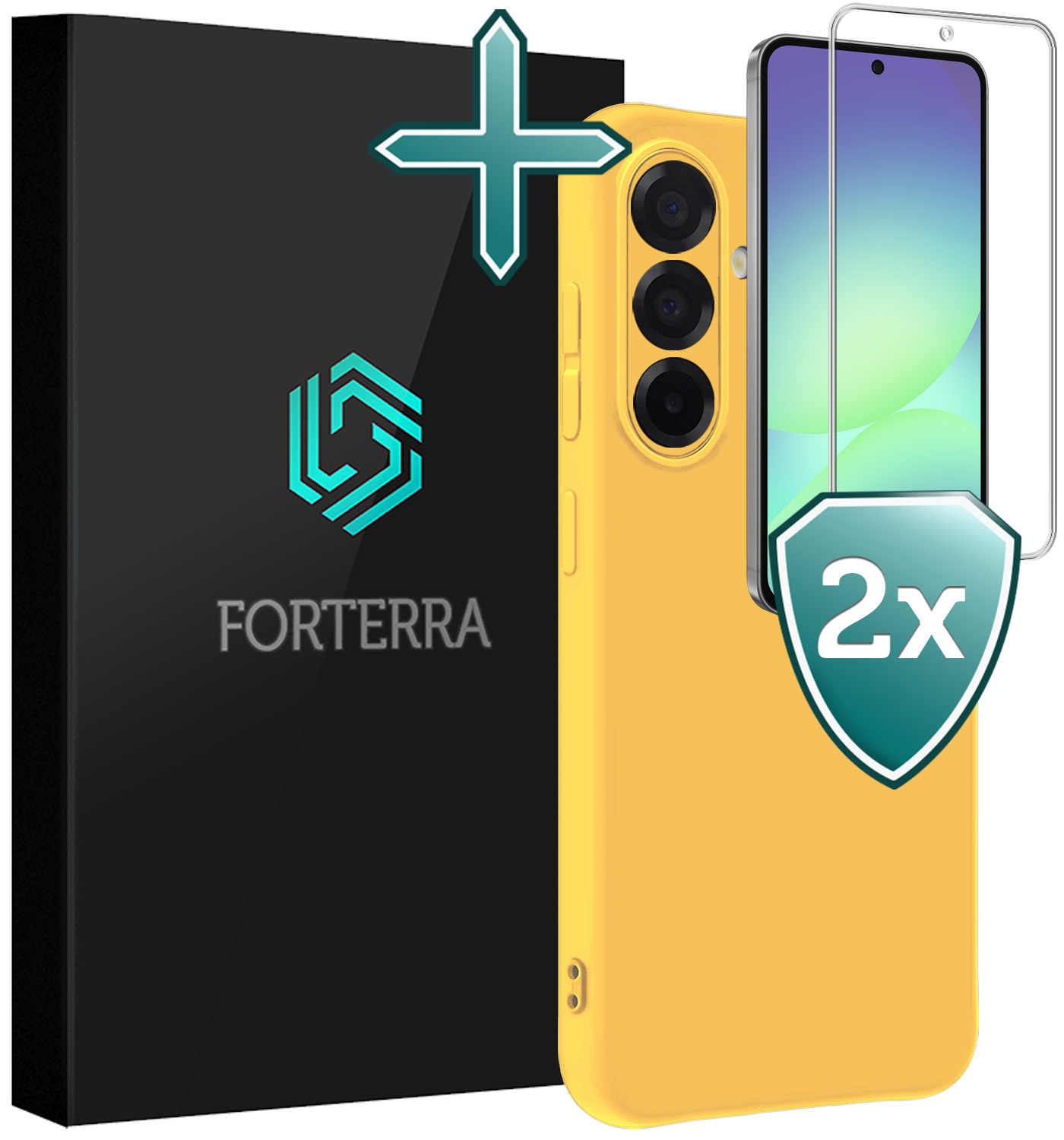 Forterra Forterra Samsung Galaxy A56 Hoesje Siliconen Met 2x Screenprotector - Geel