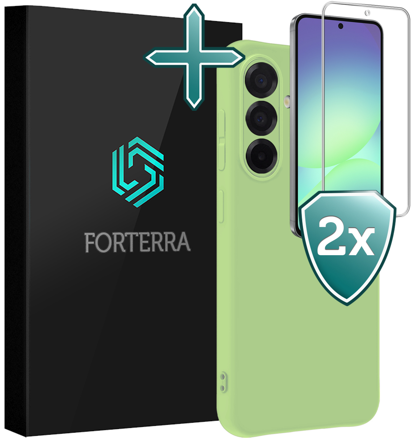 Forterra Forterra Samsung Galaxy A56 Hoesje Siliconen Met 2x Screenprotector - Groen