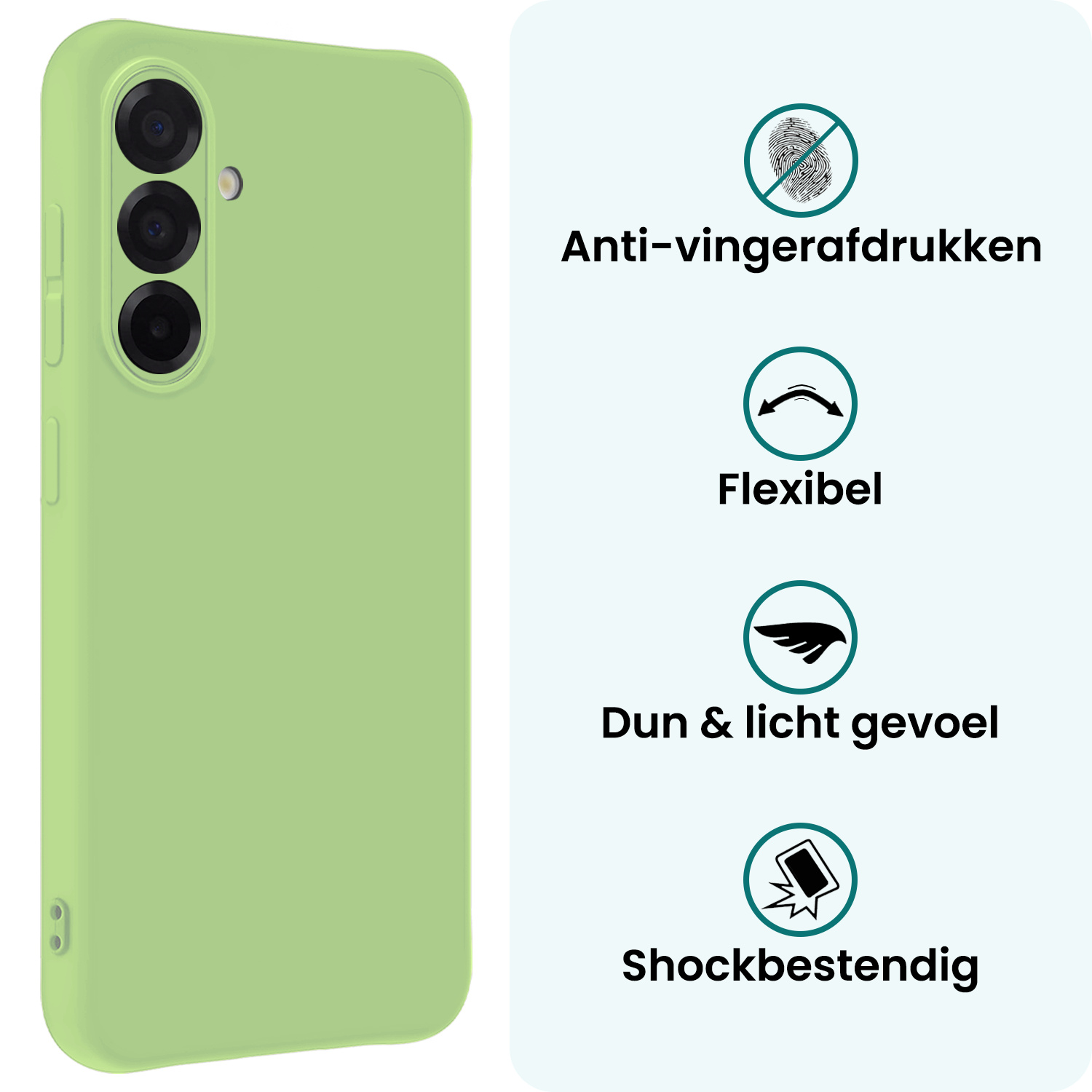 Forterra Forterra Samsung Galaxy A56 Hoesje Siliconen Met 2x Screenprotector - Groen