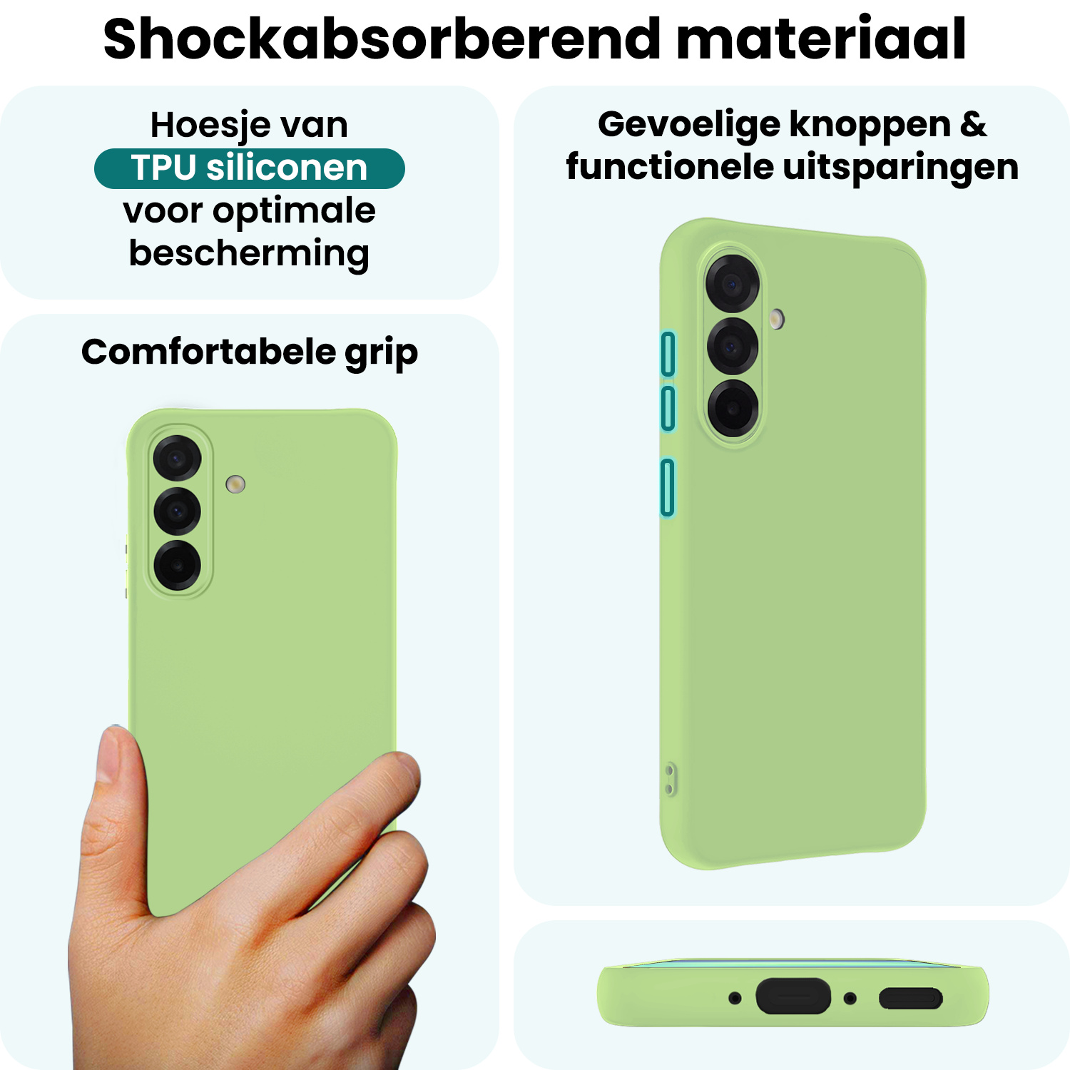 Forterra Forterra Samsung Galaxy A56 Hoesje Siliconen Met 2x Screenprotector - Groen
