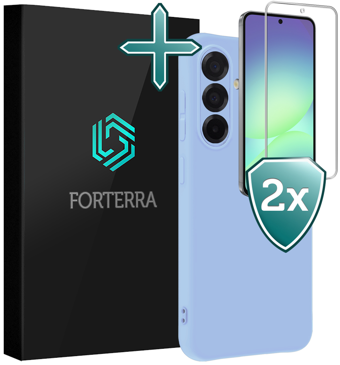 Forterra Forterra Samsung Galaxy A56 Hoesje Siliconen Met 2x Screenprotector - Lichtblauw