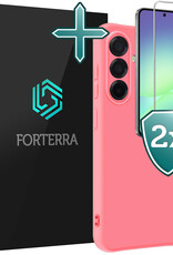 Forterra Forterra Samsung Galaxy A56 Hoesje Siliconen Met 2x Screenprotector - Lichtroze
