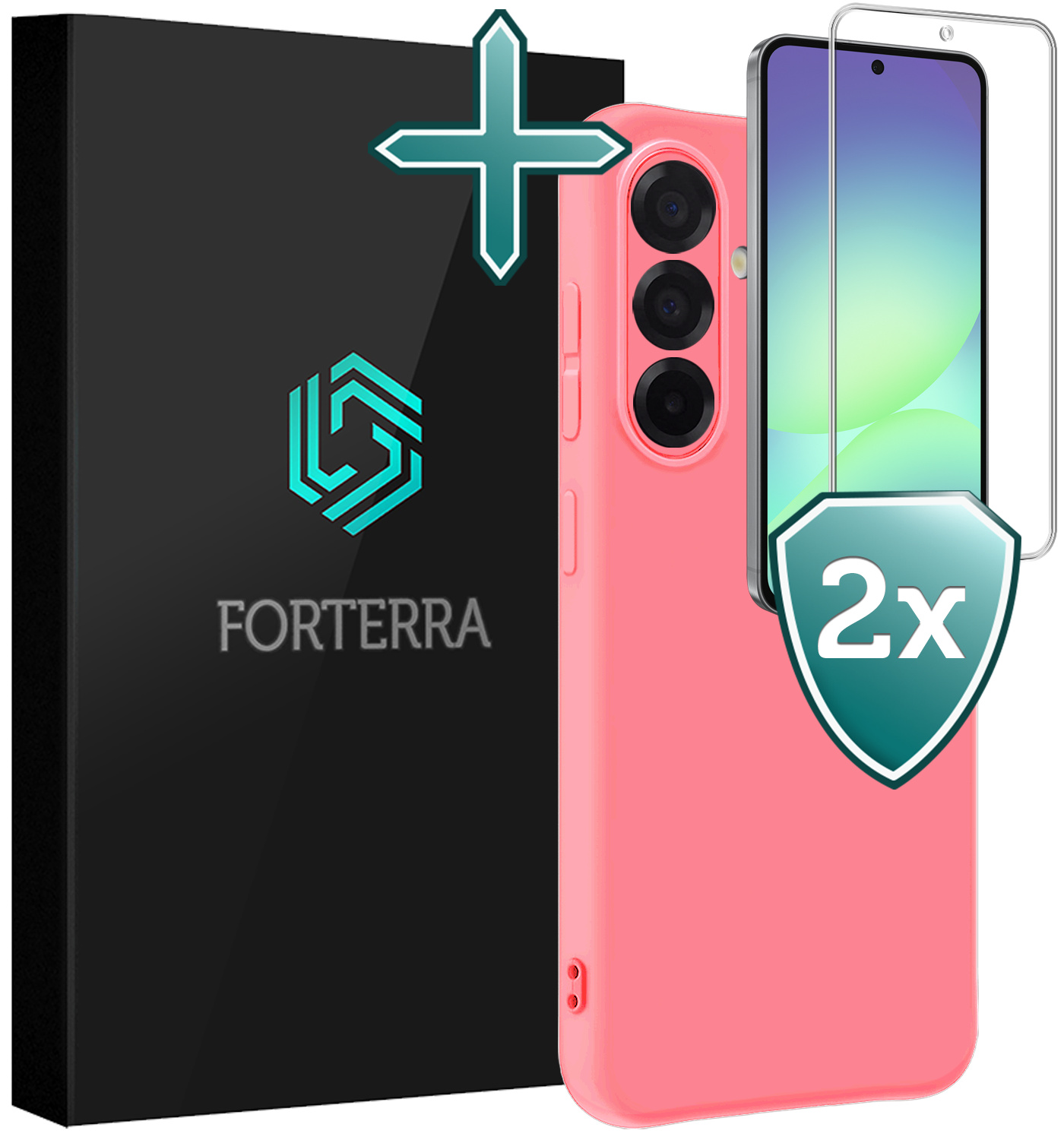 Forterra Forterra Samsung Galaxy A56 Hoesje Siliconen Met 2x Screenprotector - Lichtroze