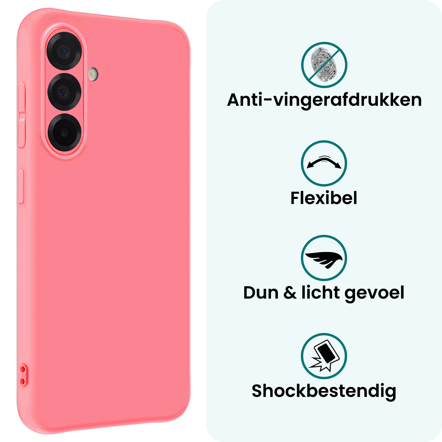 Forterra Forterra Samsung Galaxy A56 Hoesje Siliconen Met 2x Screenprotector - Lichtroze