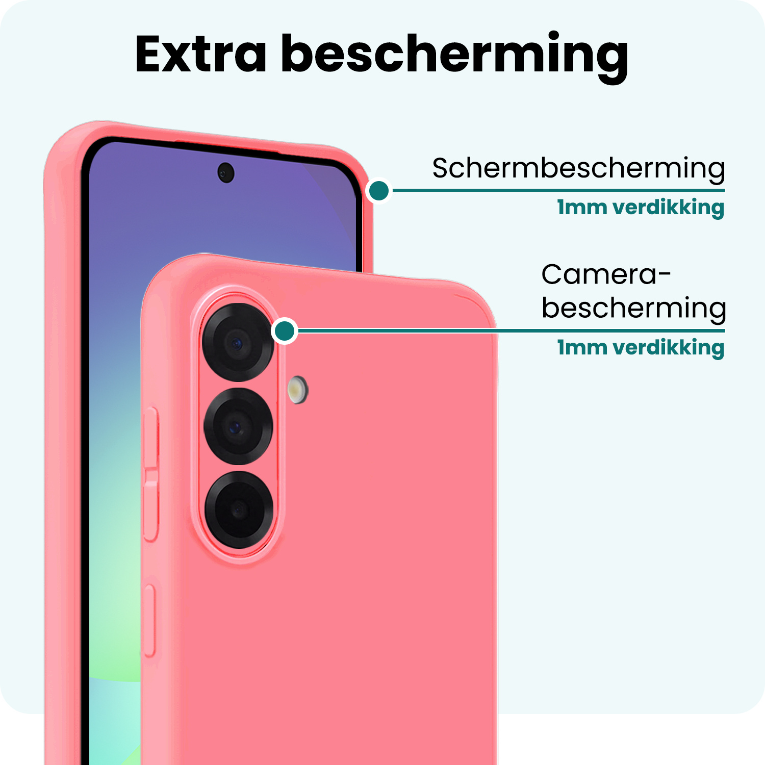 Forterra Forterra Samsung Galaxy A56 Hoesje Siliconen Met 2x Screenprotector - Lichtroze