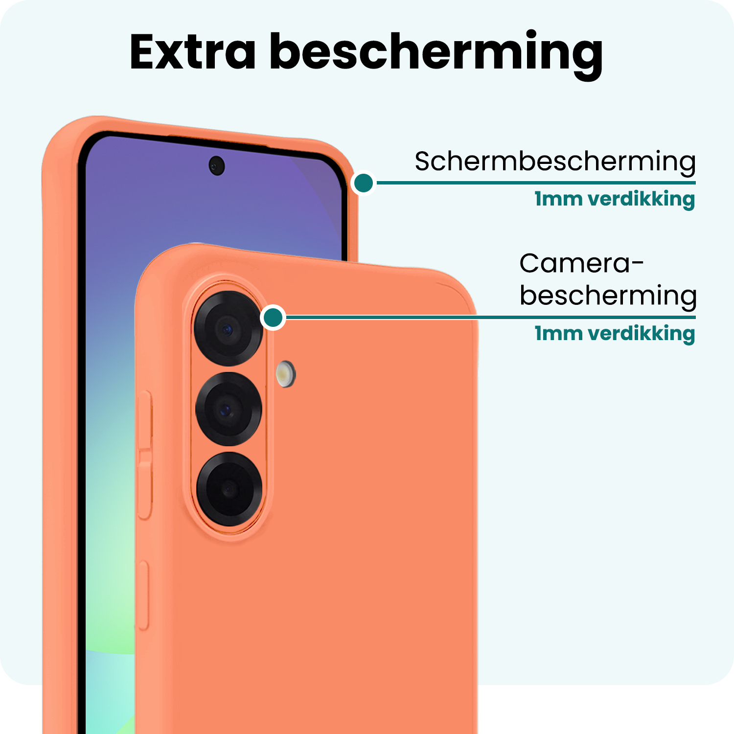 Forterra Forterra Samsung Galaxy A56 Hoesje Siliconen Met 2x Screenprotector - Perzik