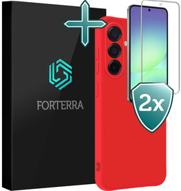 Forterra Forterra Samsung Galaxy A56 Hoesje Siliconen Met 2x Screenprotector - Rood