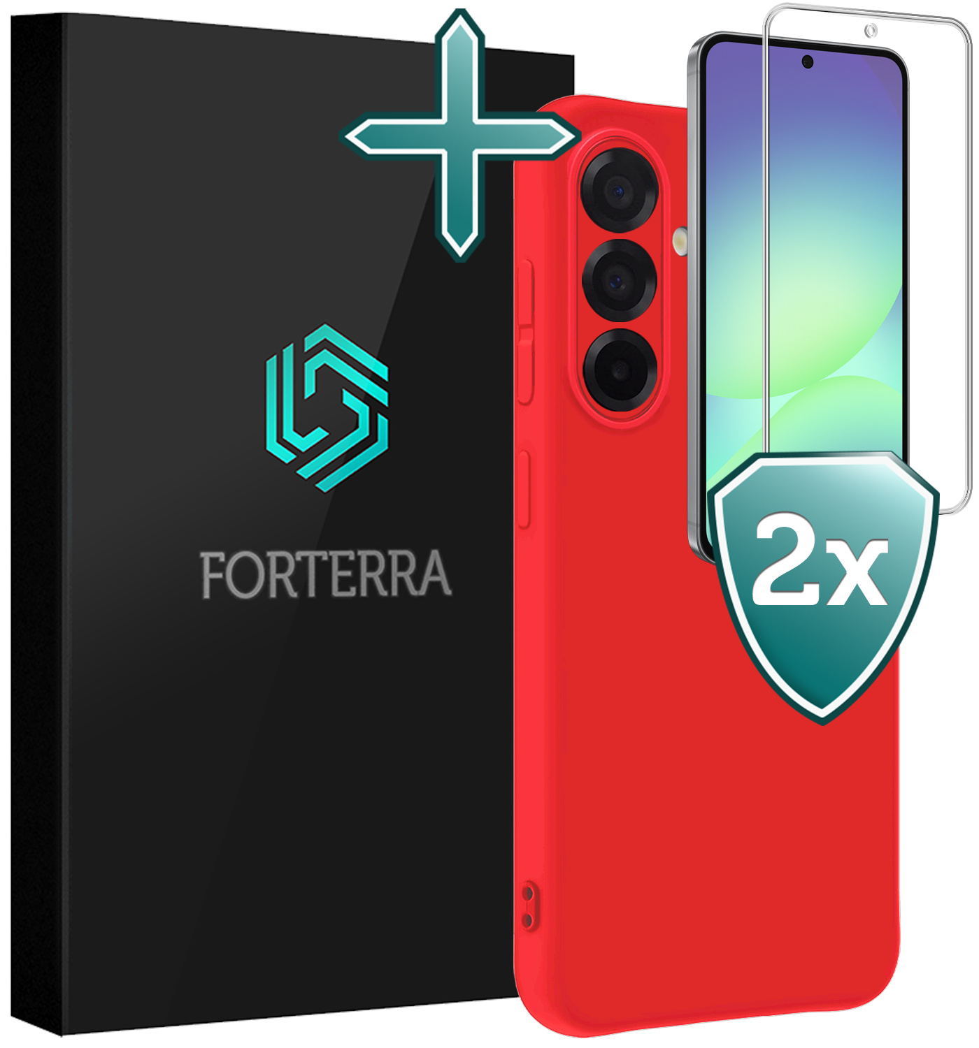 Forterra Forterra Samsung Galaxy A56 Hoesje Siliconen Met 2x Screenprotector - Rood