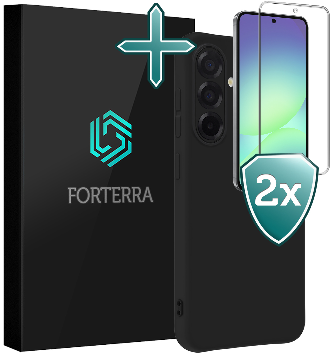 Forterra Forterra Samsung Galaxy A56 Hoesje Siliconen Met 2x Screenprotector - Zwart