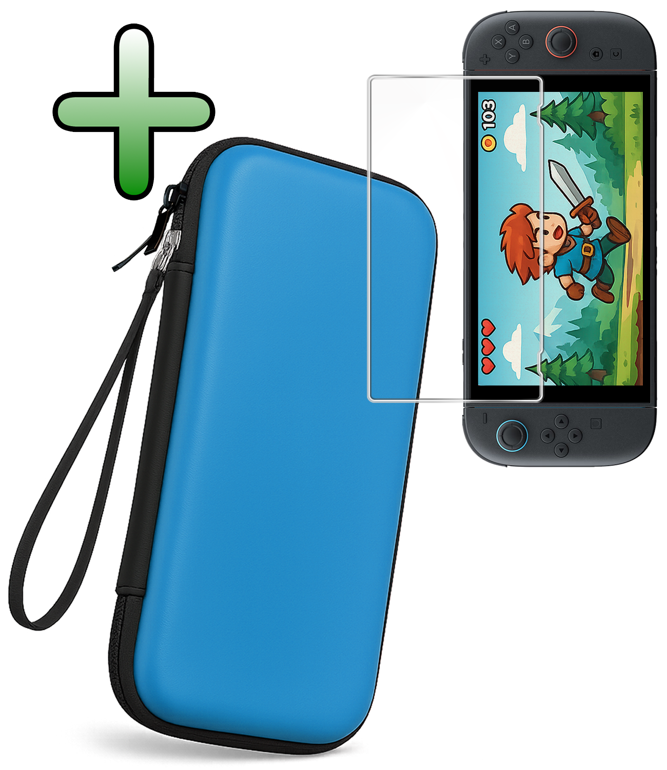 BASEY. BASEY. Nintendo Switch 2 Hoesje Met Screenprotector - Blauw