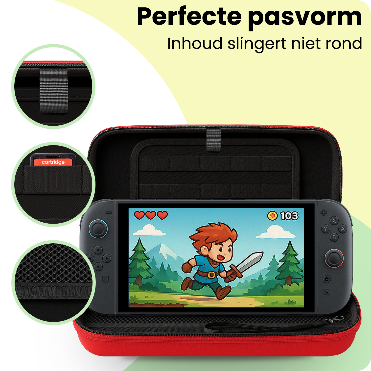 BASEY. BASEY. Nintendo Switch 2 Hoesje Met Screenprotector - Rood