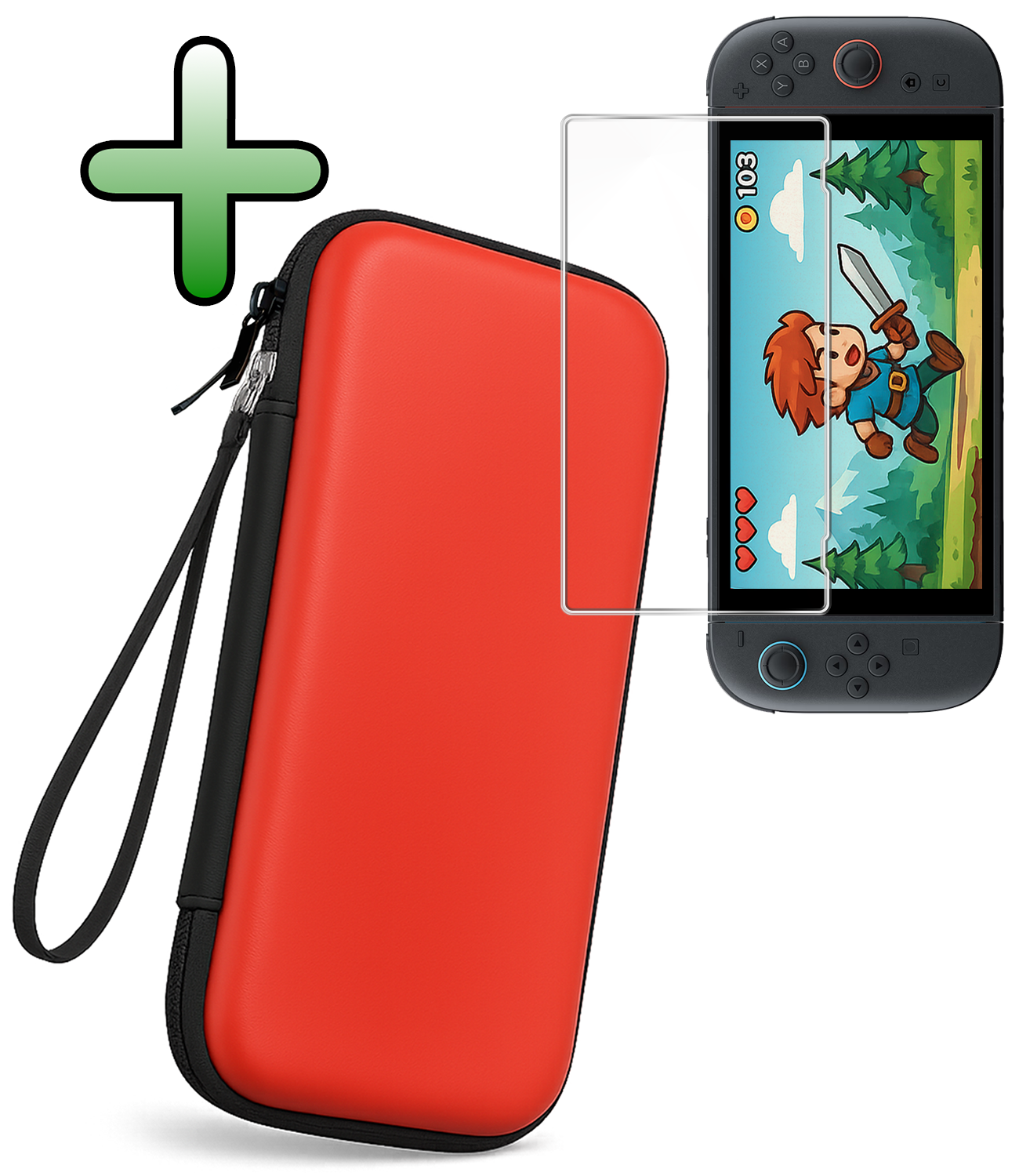 BASEY. BASEY. Nintendo Switch 2 Hoesje Met Screenprotector - Rood