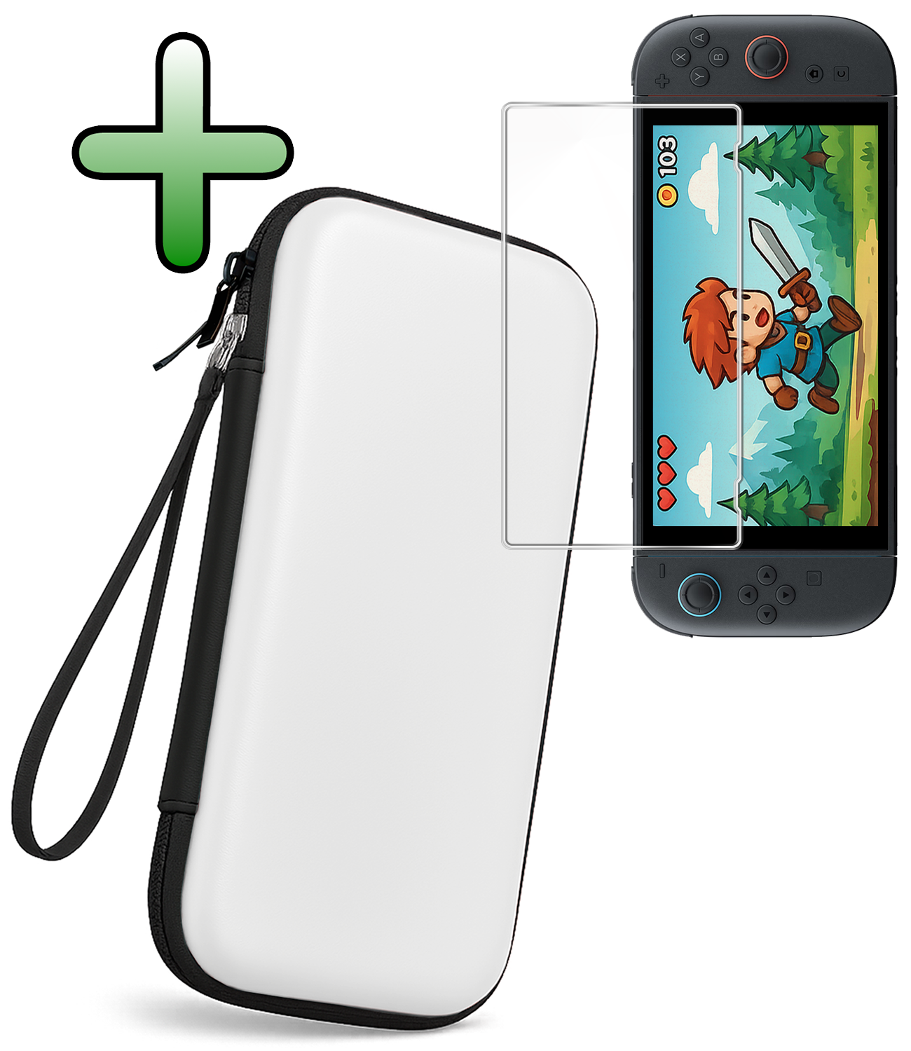 BASEY. BASEY. Nintendo Switch 2 Hoesje Met Screenprotector - Wit