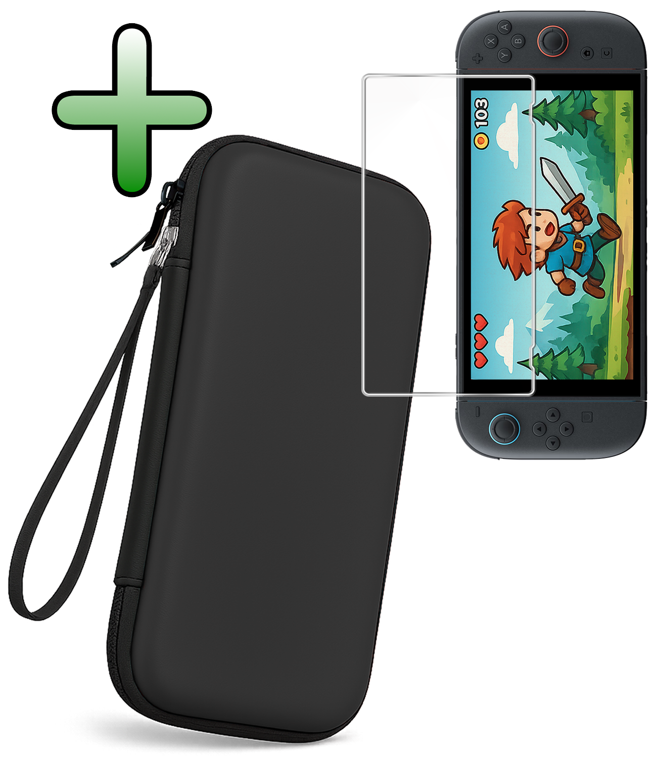 BASEY. BASEY. Nintendo Switch 2 Hoesje Met Screenprotector - Zwart