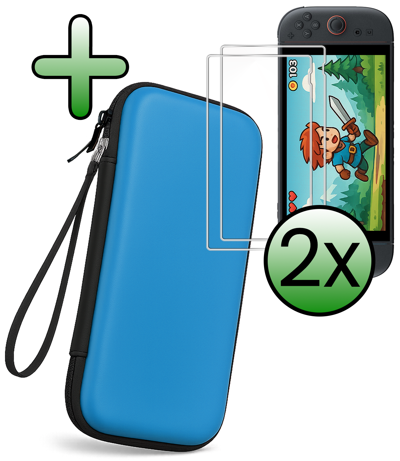 BASEY. BASEY. Nintendo Switch 2 Hoesje Met Screenprotector - Blauw