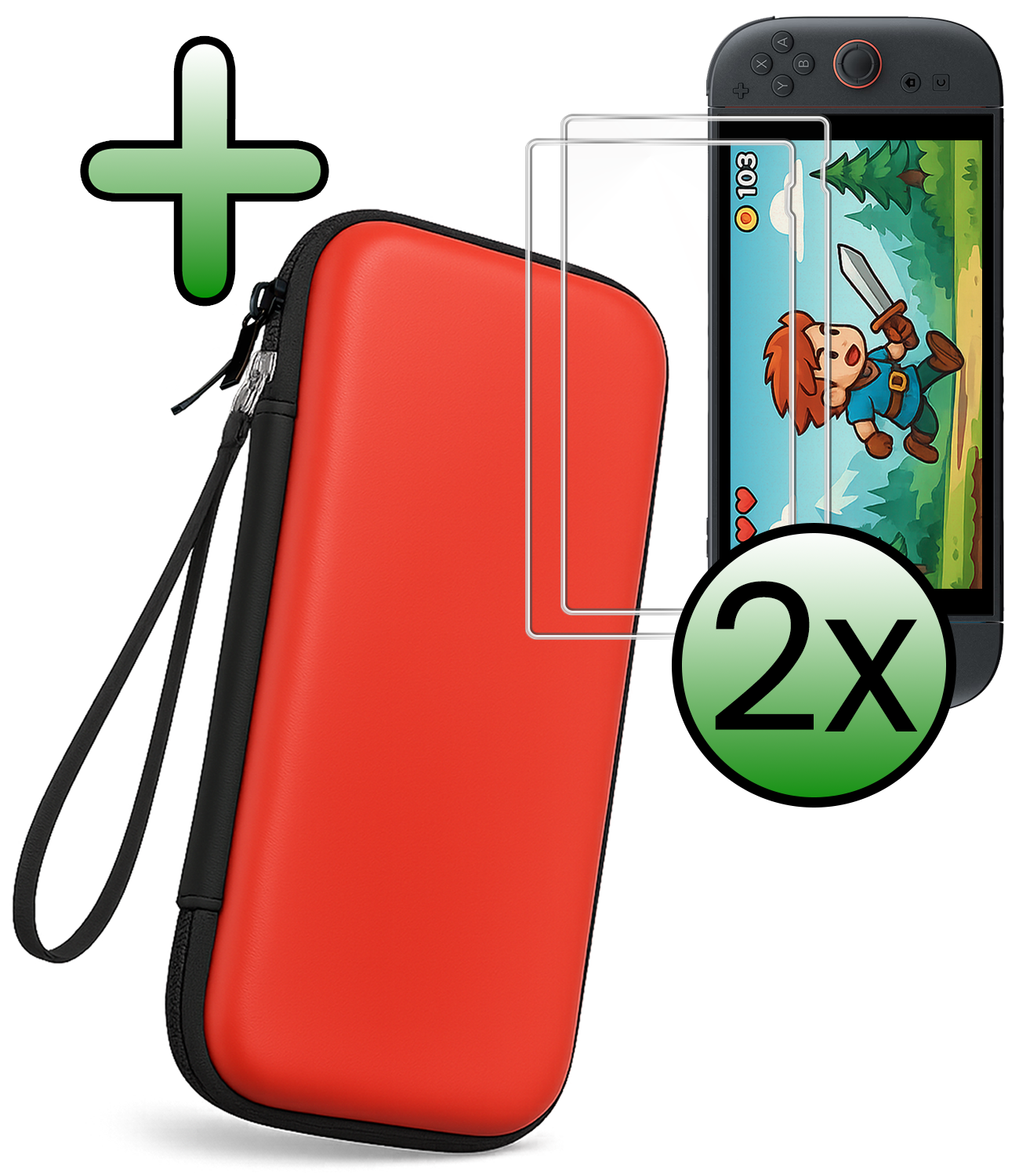 BASEY. BASEY. Nintendo Switch 2 Hoesje Met Screenprotector - Rood
