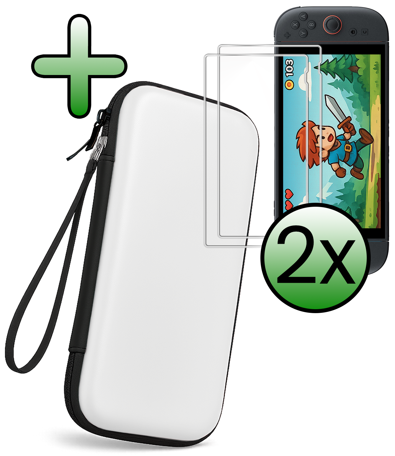 BASEY. BASEY. Nintendo Switch 2 Hoesje Met Screenprotector - Wit