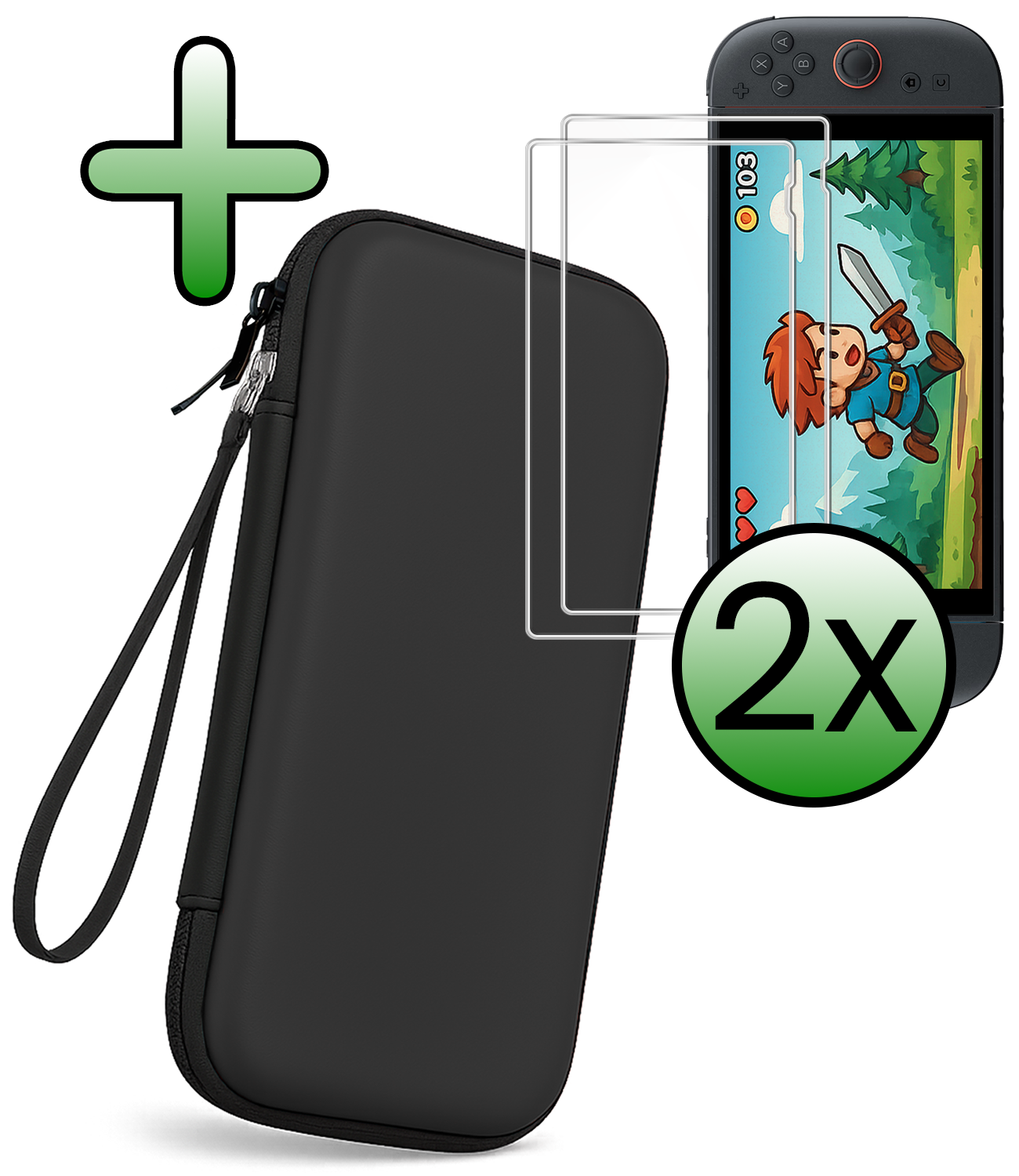 BASEY. BASEY. Nintendo Switch 2 Hoesje Met Screenprotector - Zwart