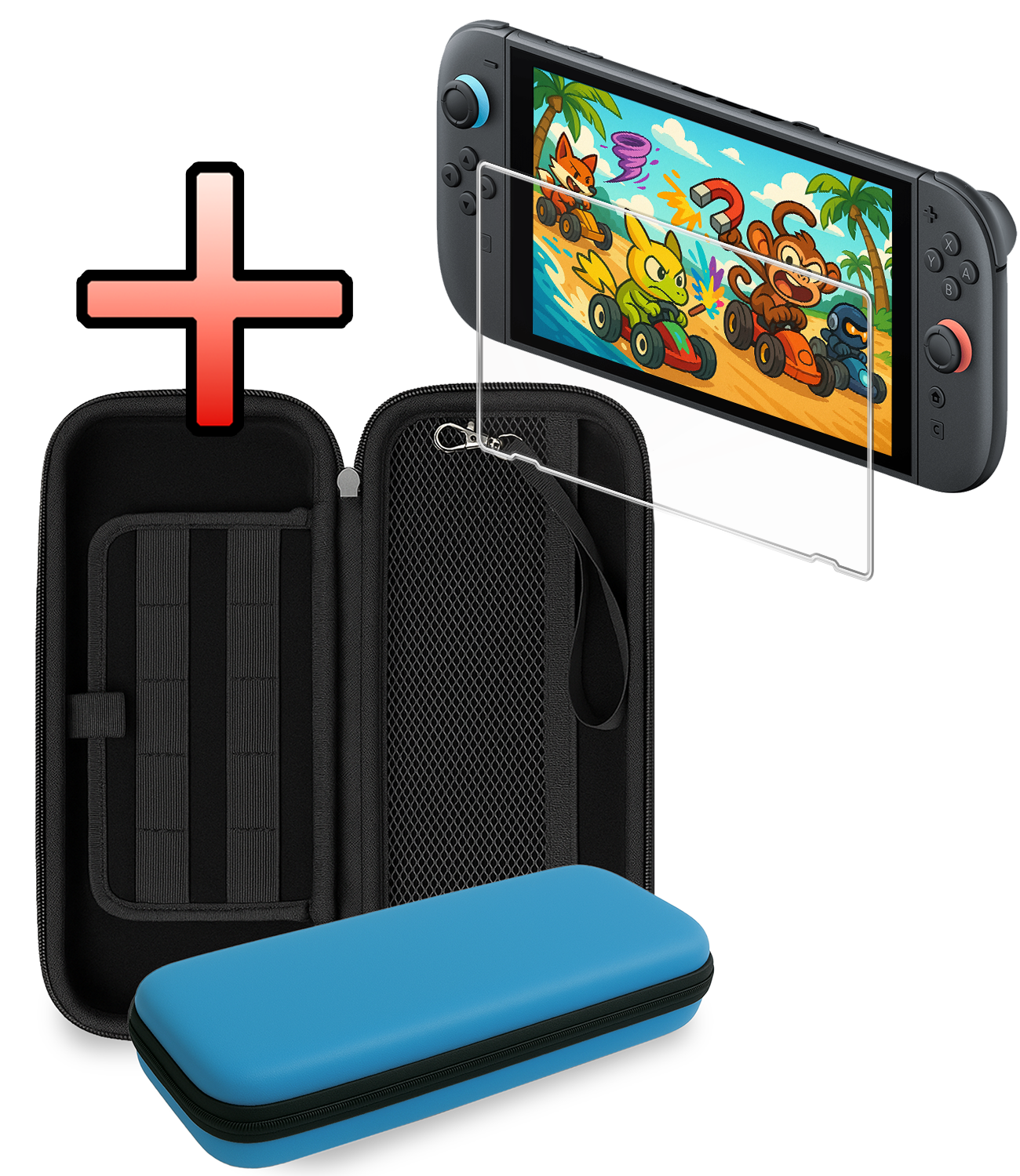 NoXx NoXx Nintendo Switch 2 Hoesje Met Screenprotector - Blauw