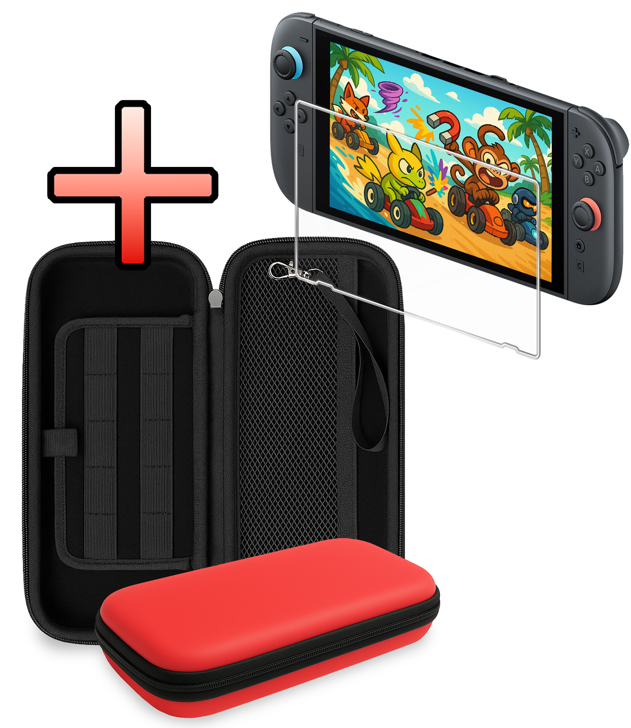NoXx NoXx Nintendo Switch 2 Hoesje Met Screenprotector - Rood