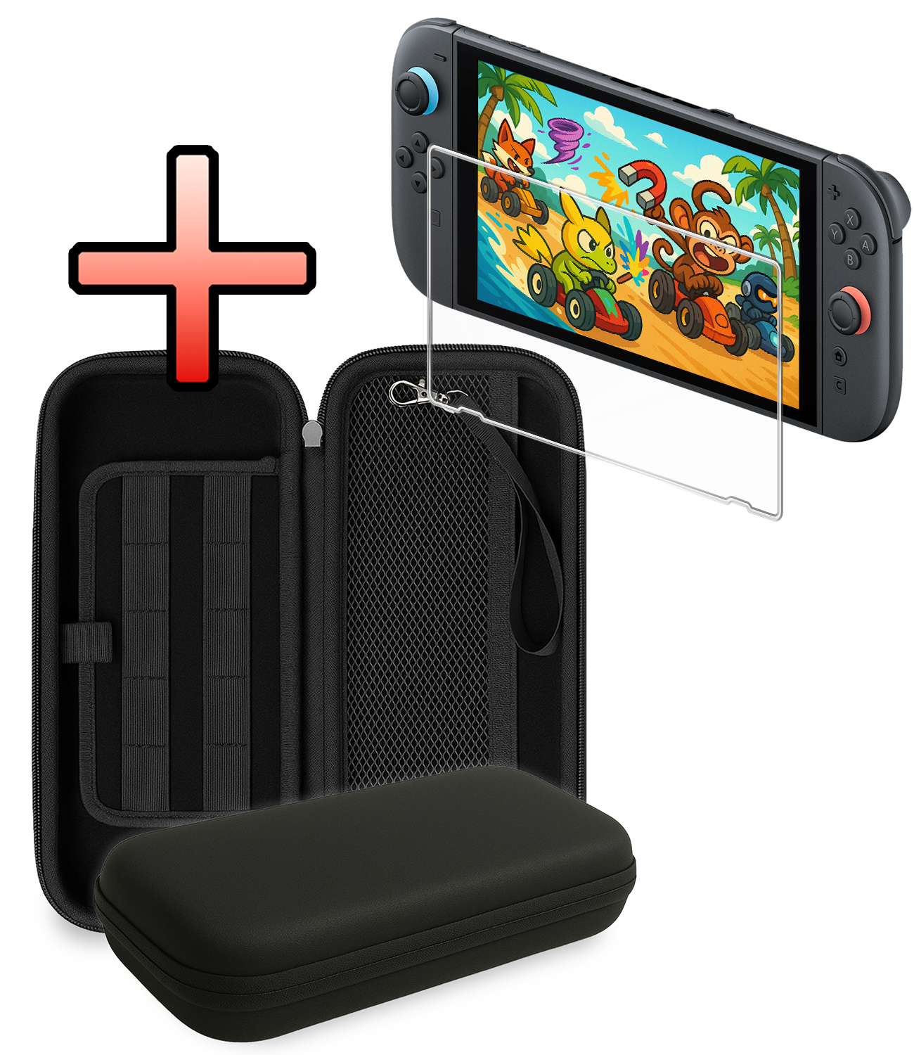 NoXx NoXx Nintendo Switch 2 Hoesje Met Screenprotector - Zwart
