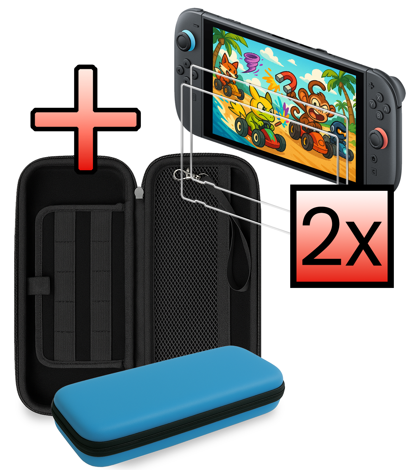 NoXx NoXx Nintendo Switch 2 Hoesje Met Screenprotector - Blauw