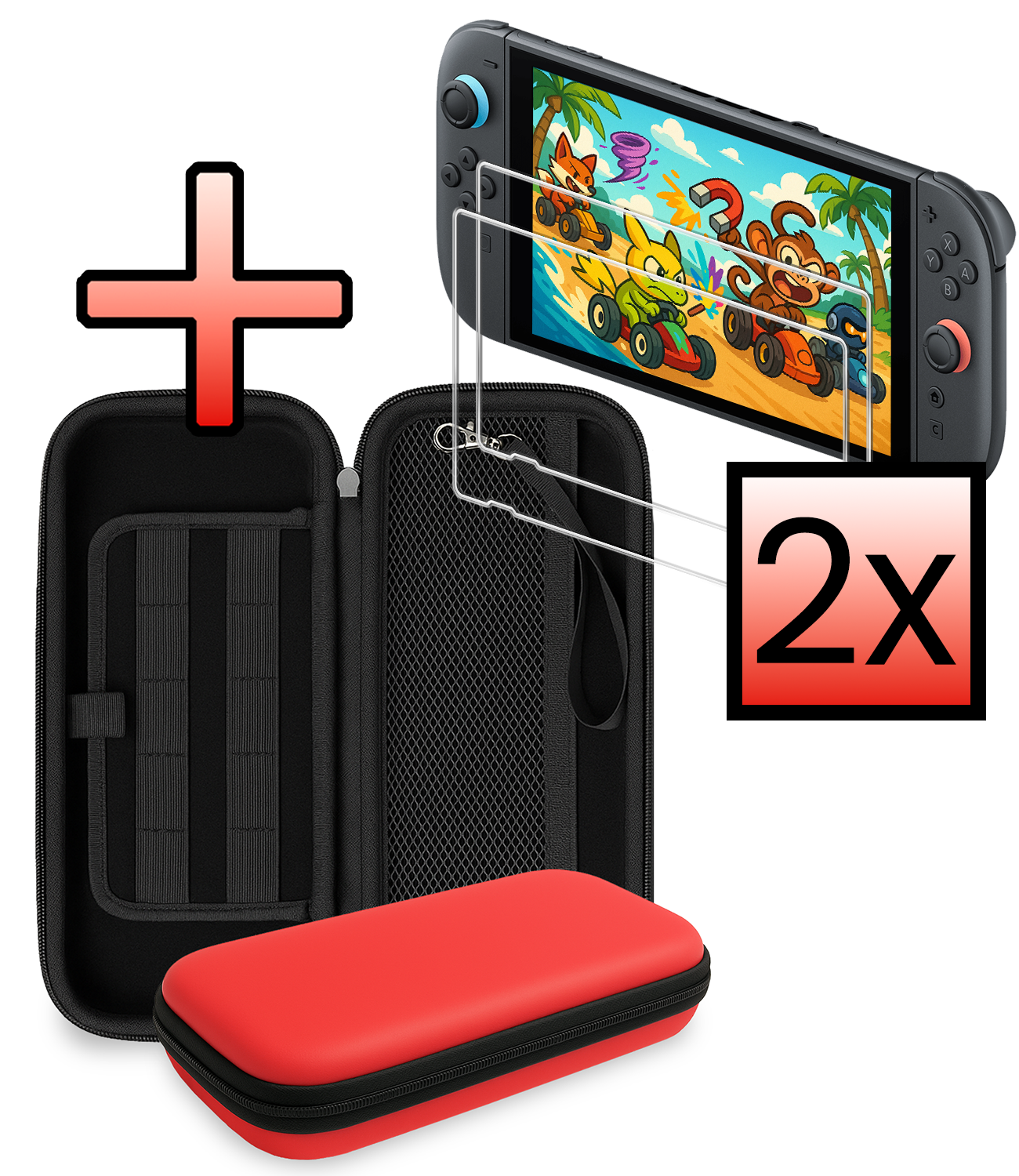 NoXx NoXx Nintendo Switch 2 Hoesje Met Screenprotector - Rood