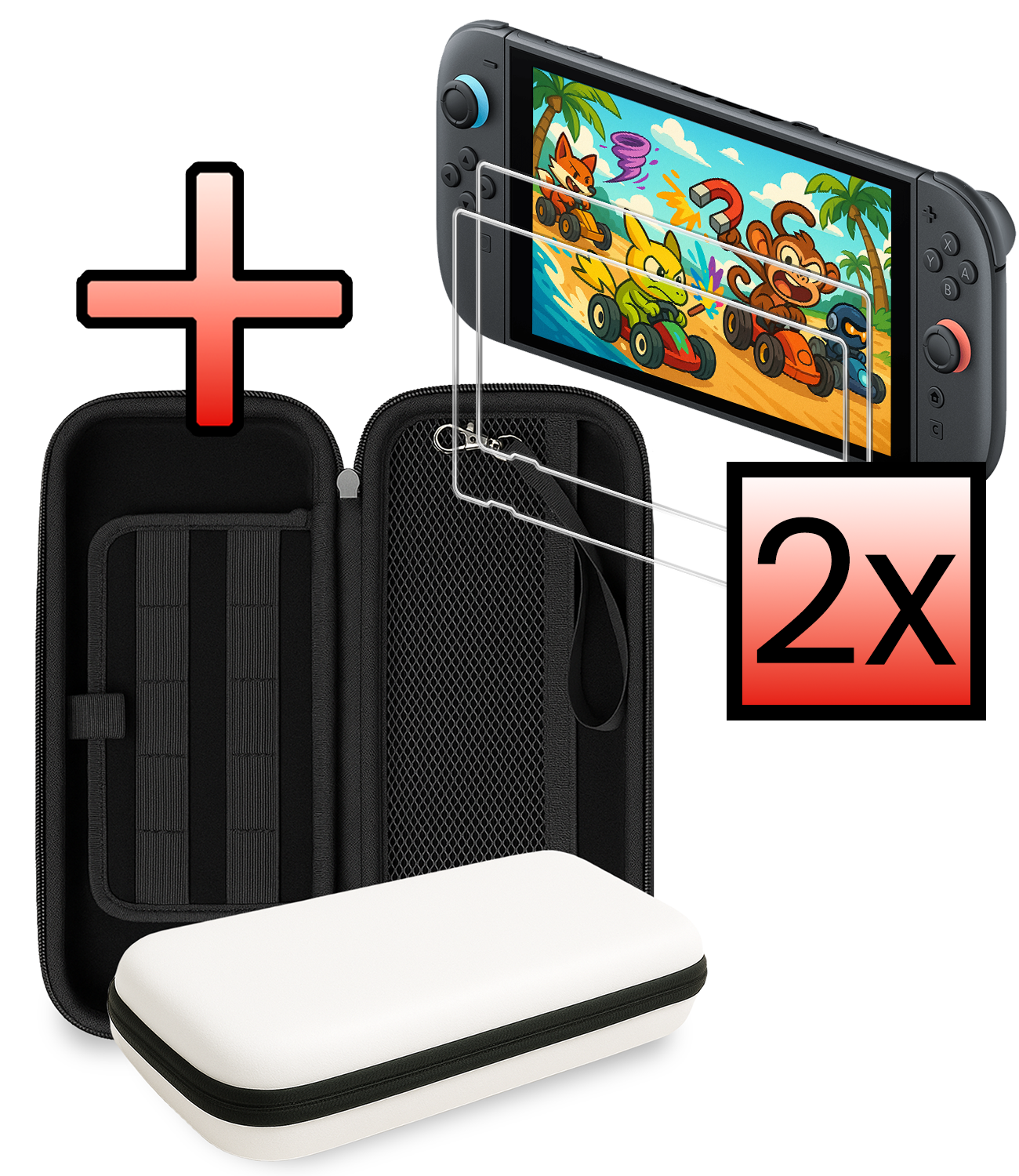 NoXx NoXx Nintendo Switch 2 Hoesje Met Screenprotector - Wit