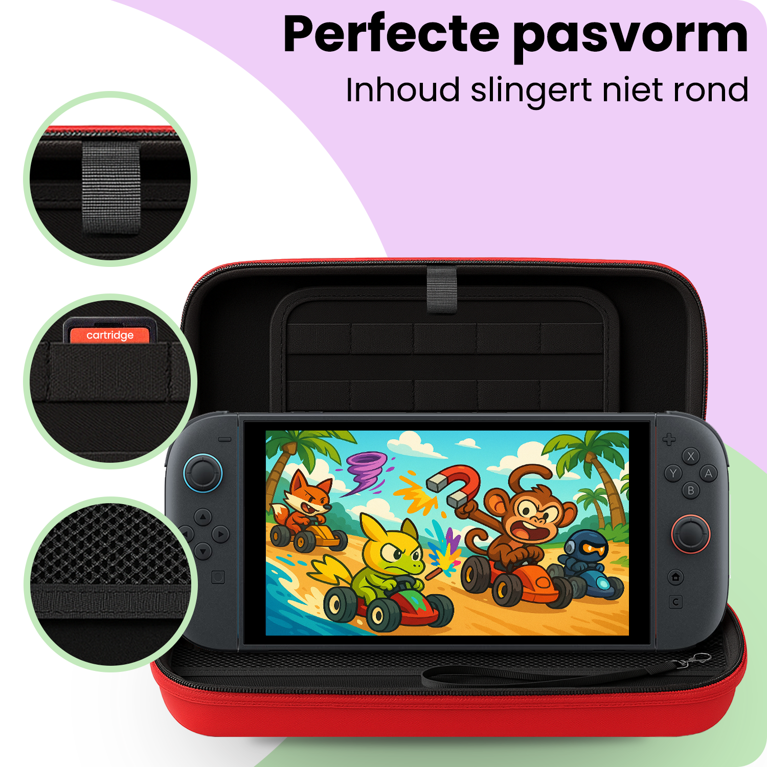 NoXx NoXx Nintendo Switch 2 Hoesje Met Screenprotector - Rood