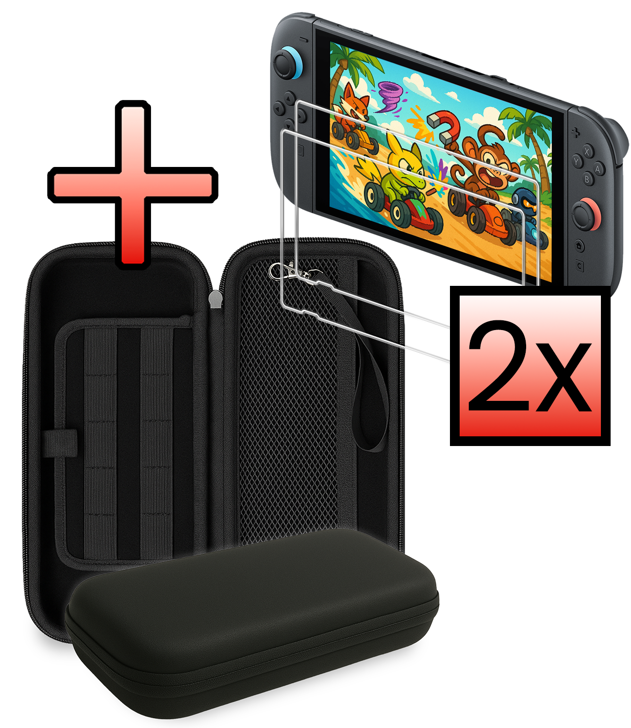 NoXx NoXx Nintendo Switch 2 Hoesje Met Screenprotector - Zwart