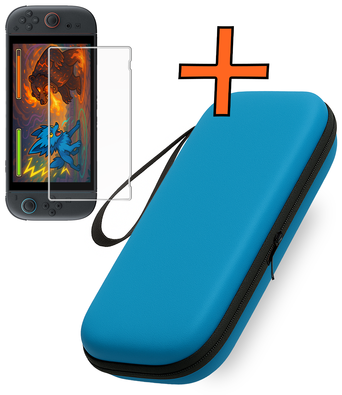 Nomfy Nomfy Nintendo Switch 2 Hoesje Met Screenprotector - Blauw