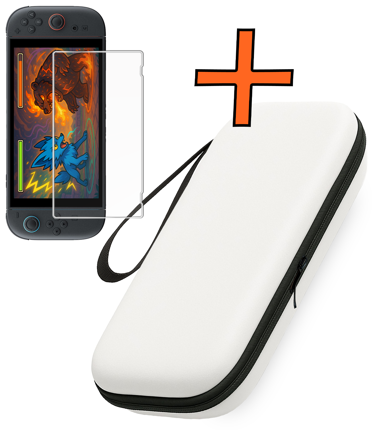 Nomfy Nomfy Nintendo Switch 2 Hoesje Met Screenprotector - Wit