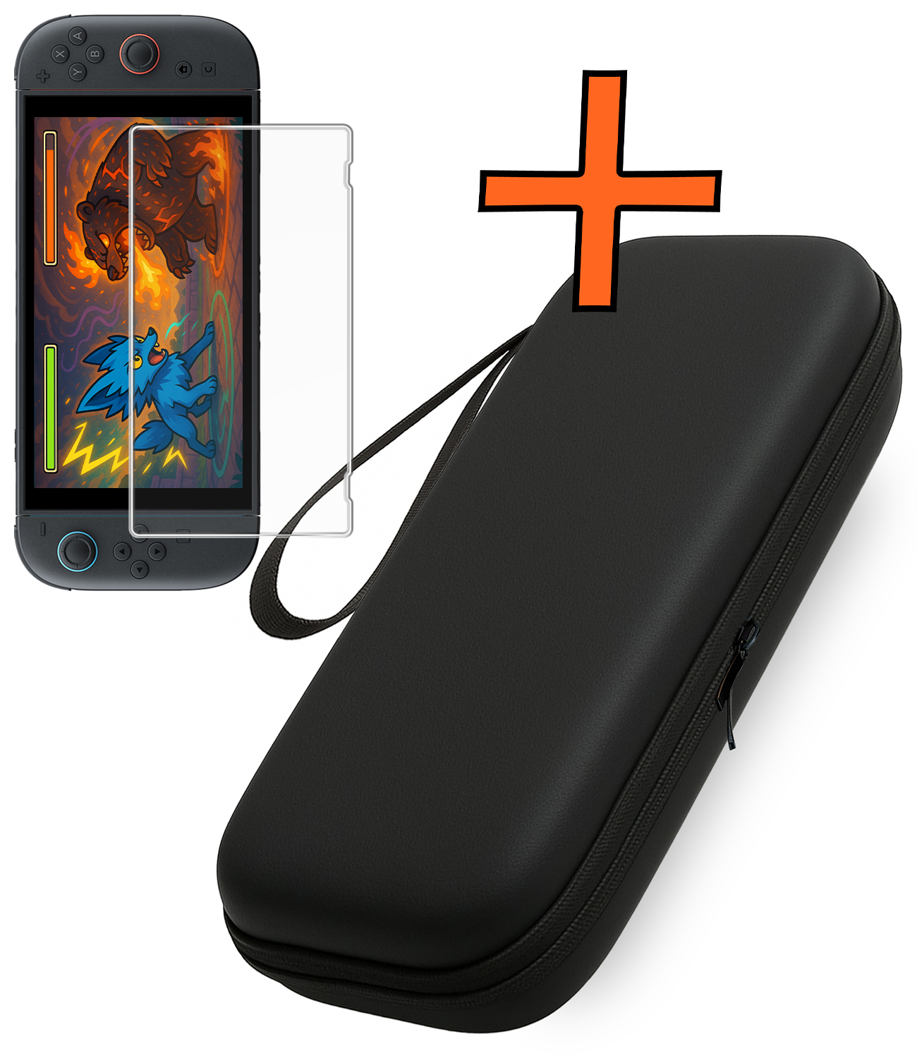 Nomfy Nomfy Nintendo Switch 2 Hoesje Met Screenprotector - Zwart