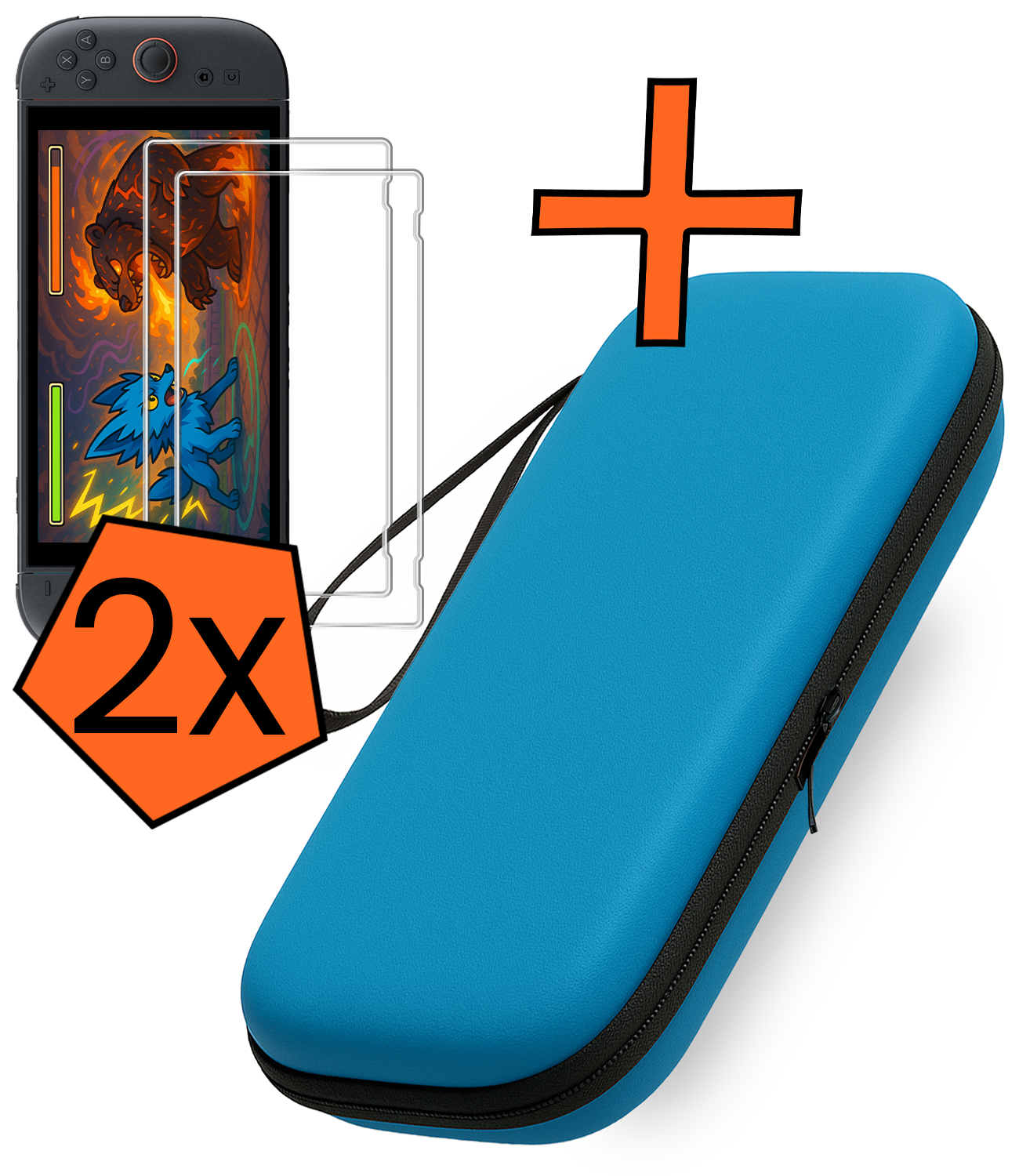 Nomfy Nomfy Nintendo Switch 2 Hoesje Met Screenprotector - Blauw