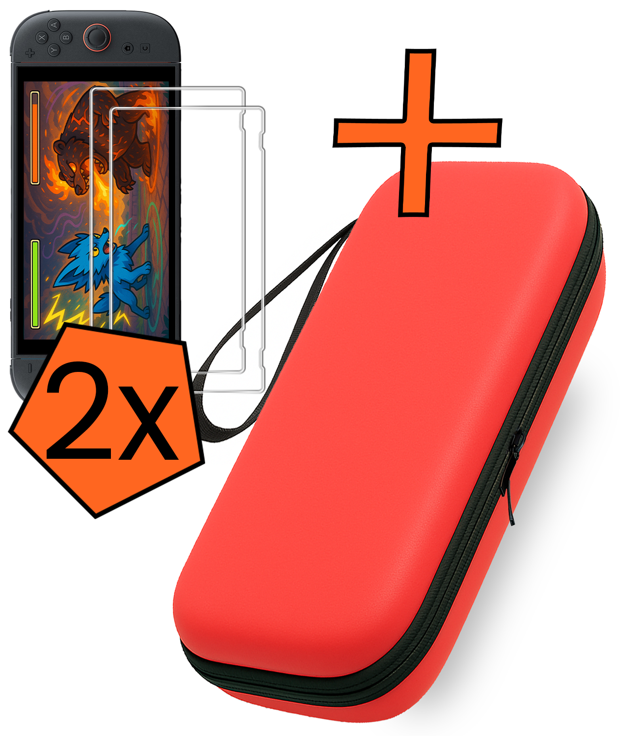 Nomfy Nomfy Nintendo Switch 2 Hoesje Met Screenprotector - Rood