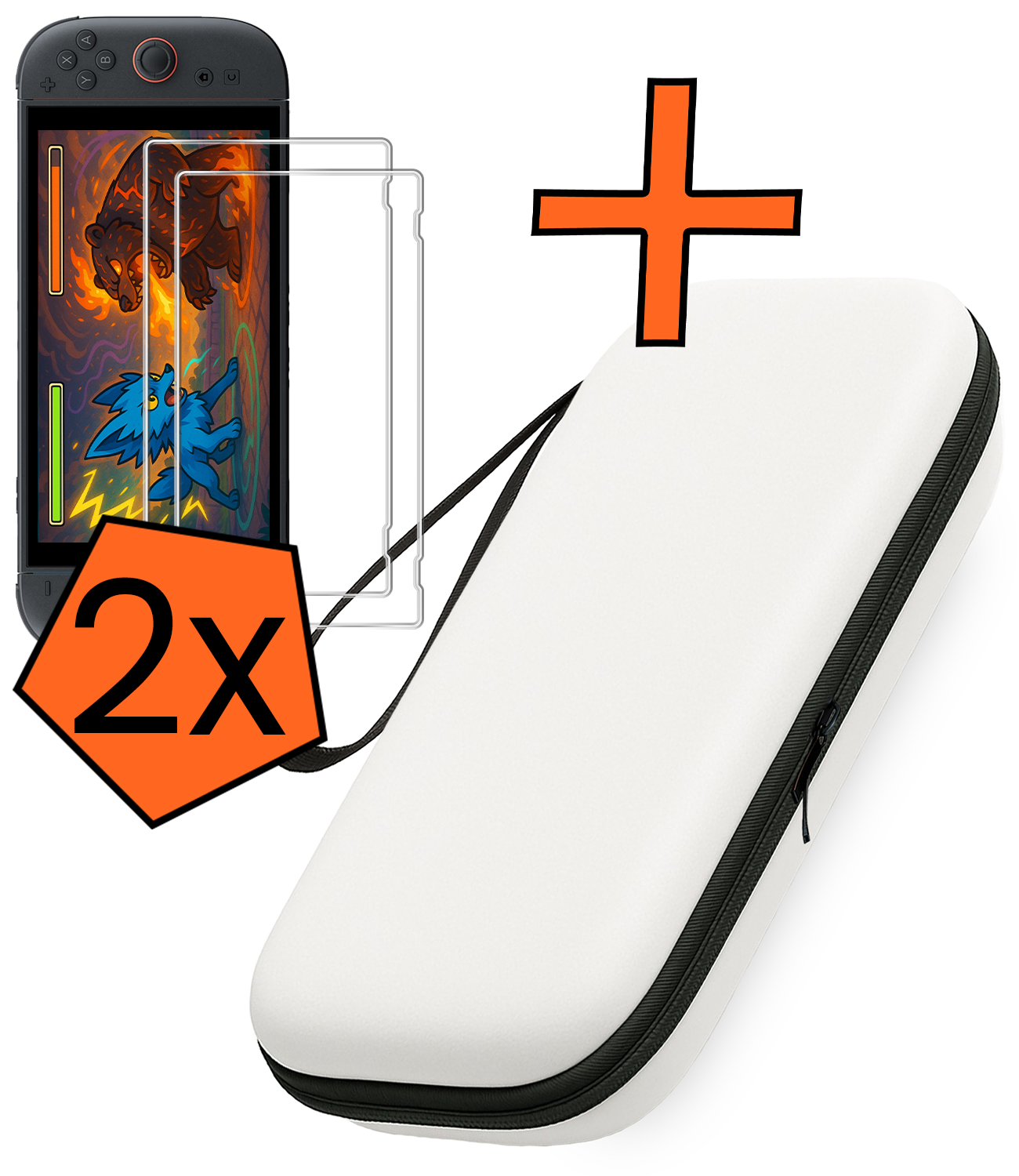 Nomfy Nomfy Nintendo Switch 2 Hoesje Met Screenprotector - Wit
