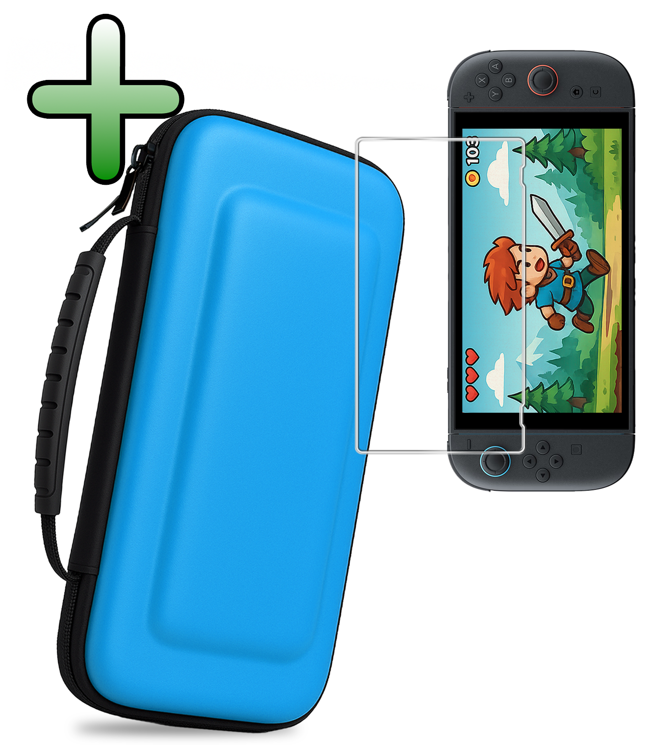 BASEY. BASEY. Nintendo Switch 2 Hoesje Handvat Met Screenprotector - Blauw