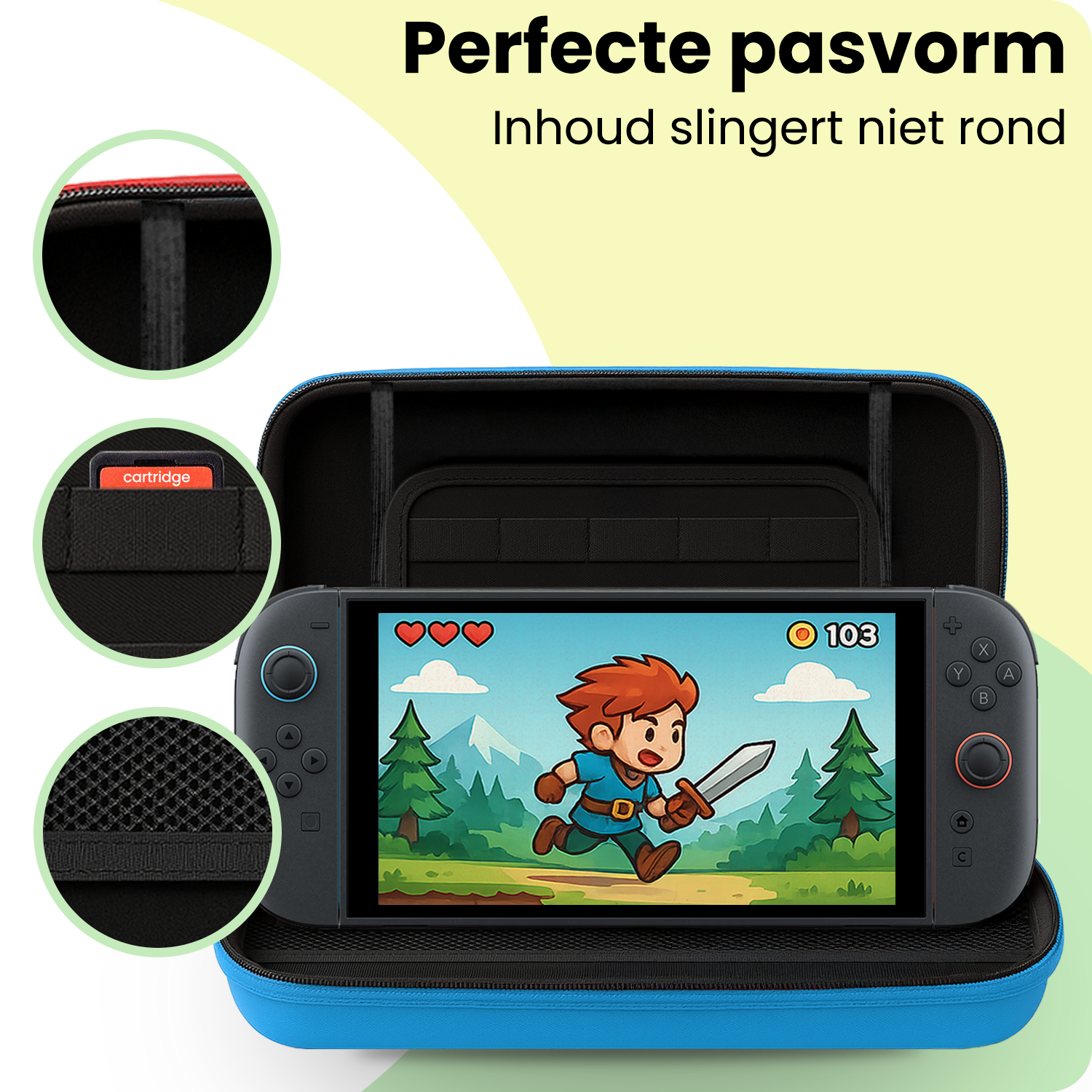 BASEY. BASEY. Nintendo Switch 2 Hoesje Handvat Met Screenprotector - Blauw